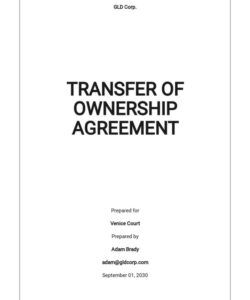 Free Blank Transfer Of Ownership Agreement Template Excel