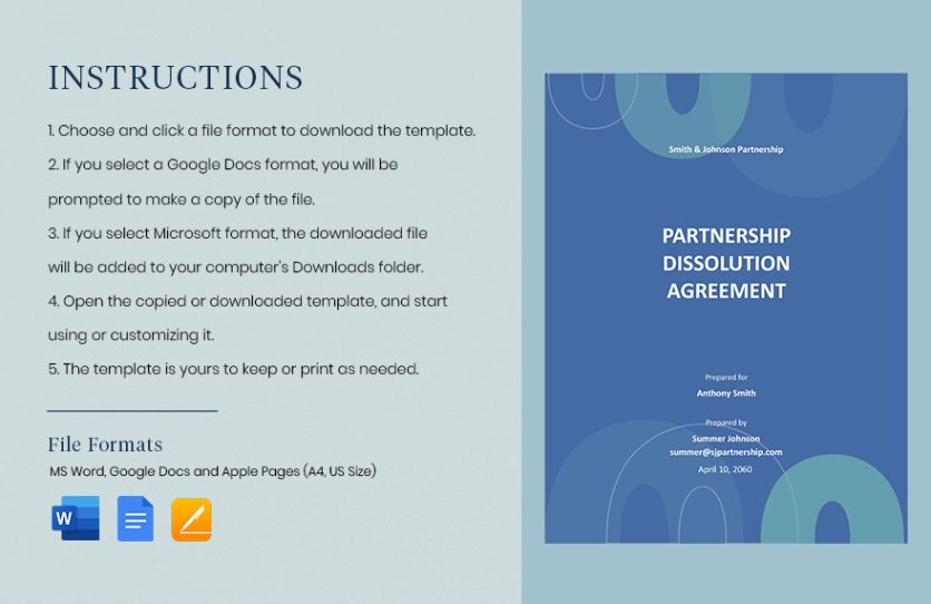 Free Editable Dissolution Of Partnership Agreement Template Pdf