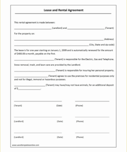 Free Editable Short Rental Lease Agreement Template Word Sample