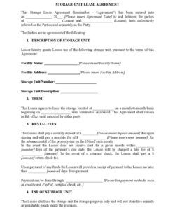 Free Editable Storage Space Rental Agreement Template Pdf