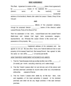 Free Printable Audio Visual Rental Agreement Template  Sample