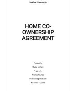 Free Printable Business Co Ownership Agreement Template