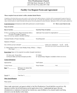 Free Printable Church Building Use Agreement Template Excel Sample