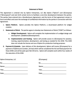 Printable Statement Of Work Agreement Template Excel