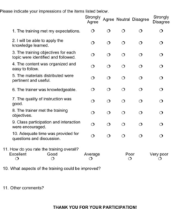 Free Blank In House Training Form Template  Sample