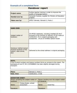 Printable Equipment Handover Form Templatee