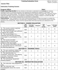 Printable In House Training Form Template Word