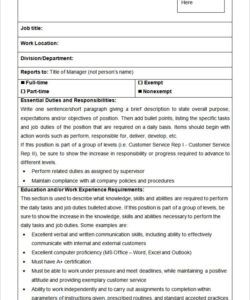 Blank Job Description Form Template Doc