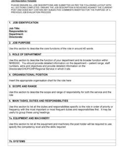 Blank Job Description Form Template Excel Sample
