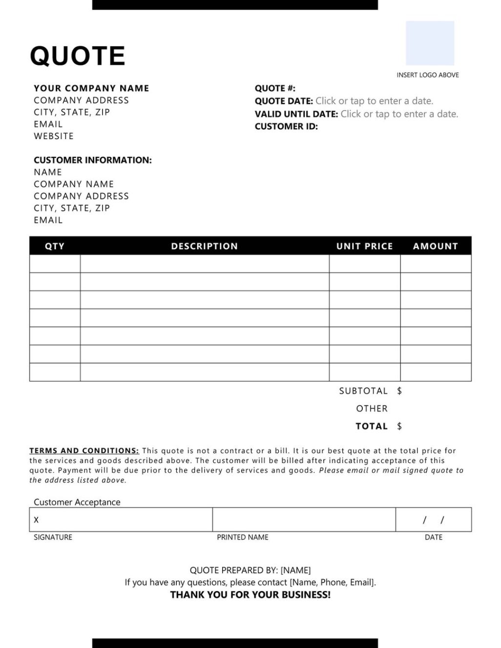 Blank Quote Request Form Template Pdf