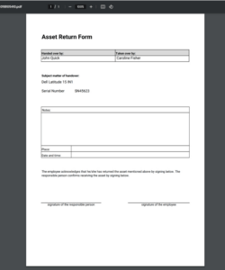 Custom Key Return Form Template Doc