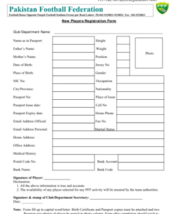 Custom Youth Football Registration Form Template Doc