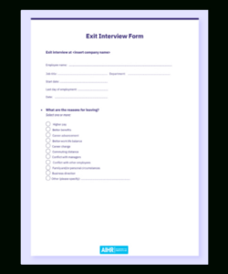 Free Blank Exit Interview Form Template Excel Sample
