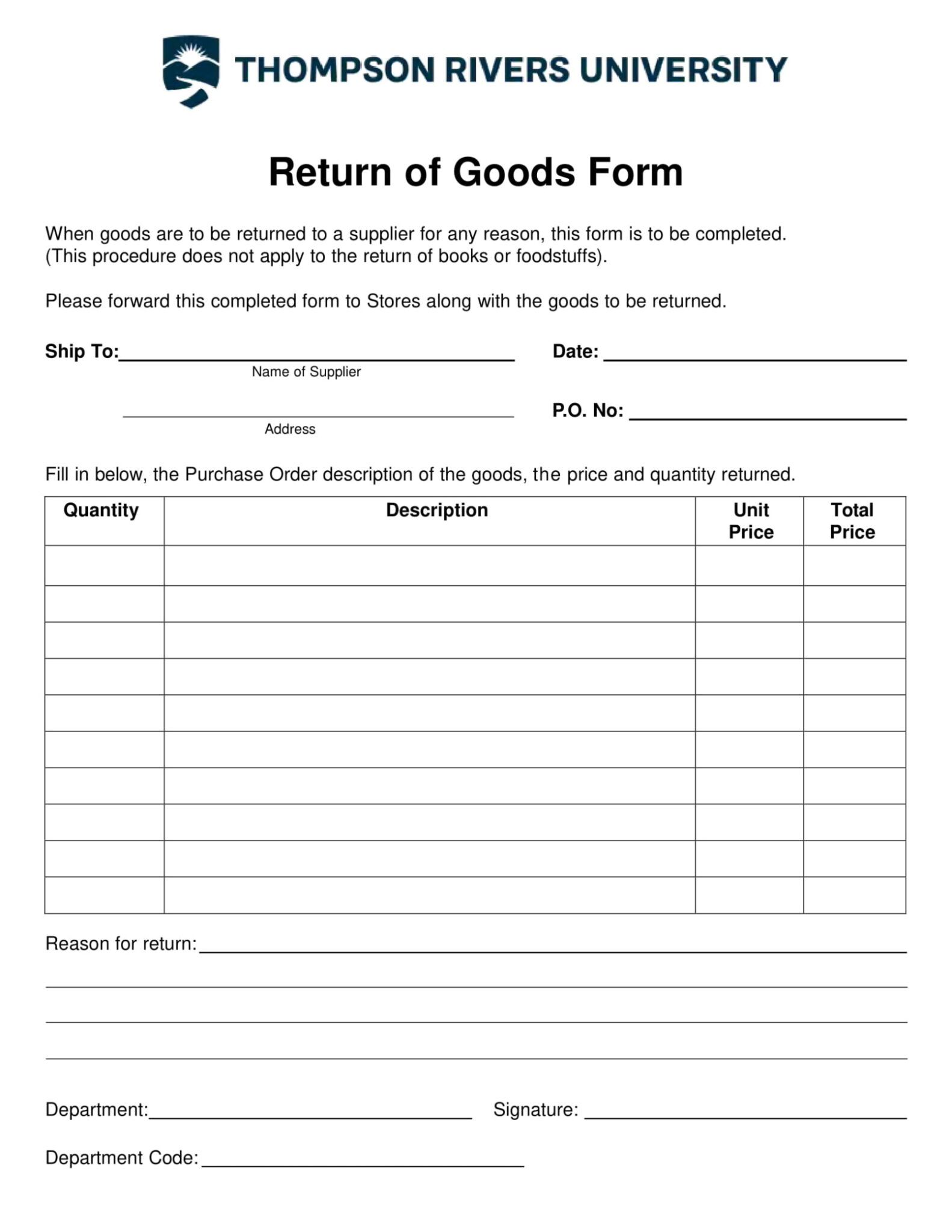 Free Blank Key Return Form Template Doc Sample | Minasinternational