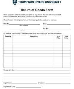 Free Blank Key Return Form Template Doc Sample