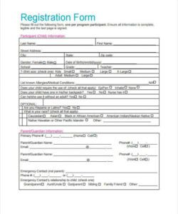 Free Custom Zumba Registration Form Template Doc