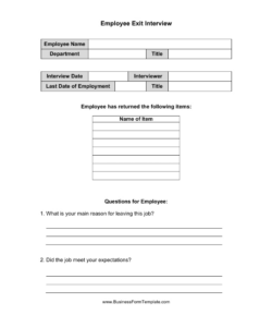 Free  Exit Interview Form Template Word Sample