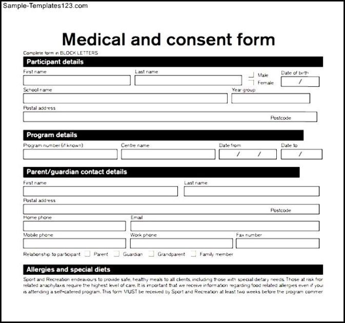 Free  Medical Consent Form Template Word