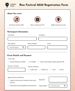 Free Printable Yoga Registration Form Template Pdf