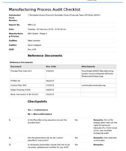Printable Quality Audit Form Template Doc Sample