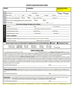 Printable Zumba Registration Form Template Doc