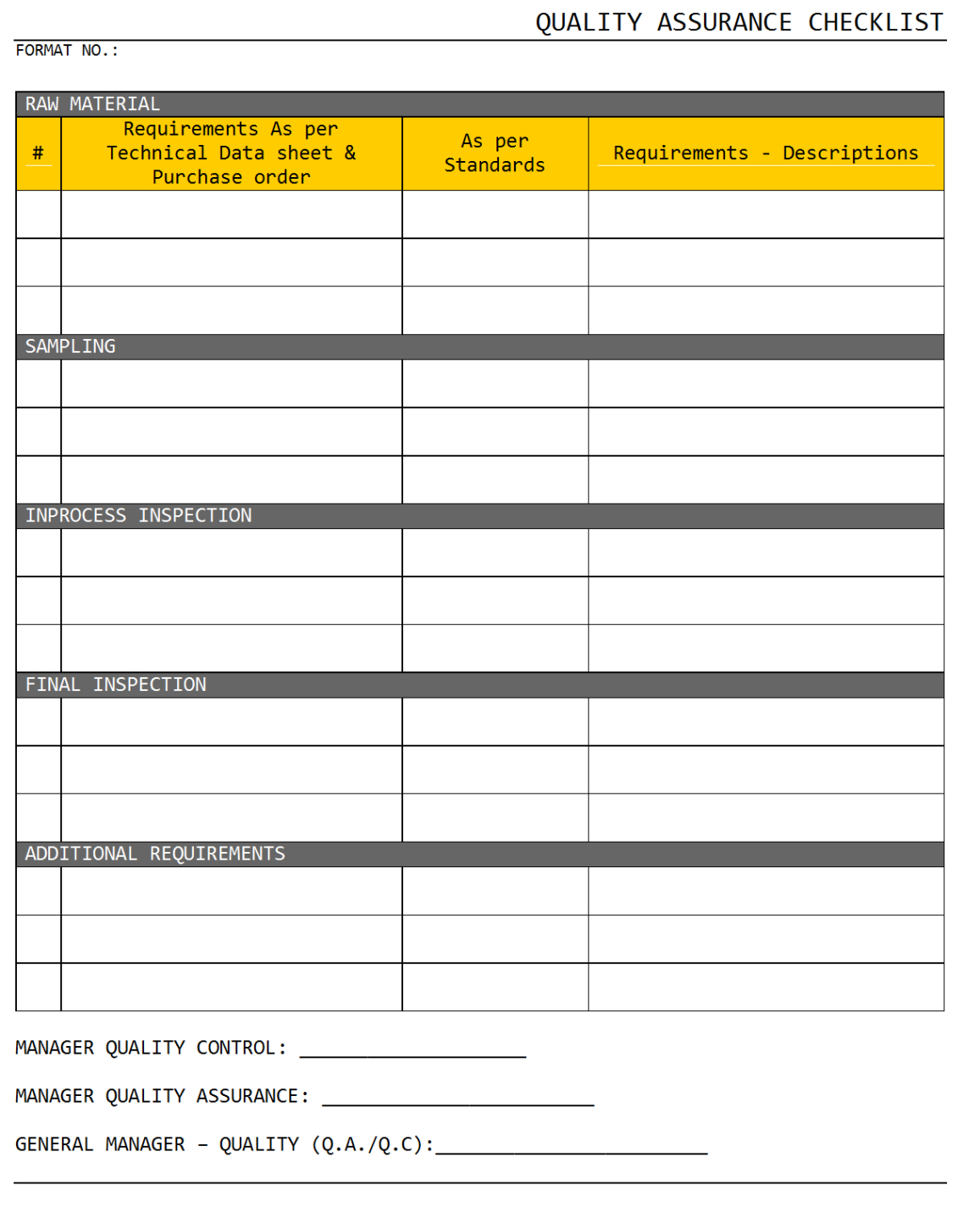 Quality Inspection Form Template Word