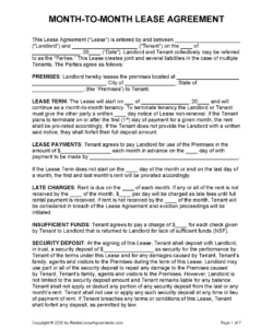 6 Month Lease Agreement Template