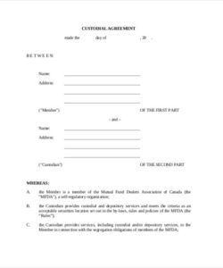 Blank Child Custody Agreement Without Court Template