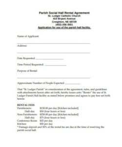 Blank Church Facility Use Agreement Template Excel