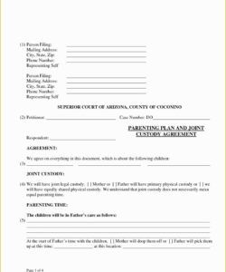 Custom Child Custody Agreement Without Court Template Word Sample
