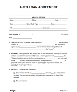 Custom Private Vehicle Payment Agreement Template  Sample