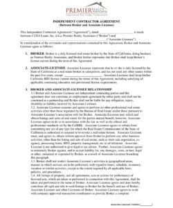 Custom Real Estate Independent Contractor Agreement Template Word