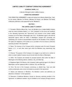 Custom Real Estate Operating Agreement Template Pdf Sample