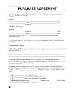 Custom Sale Of Goods Agreement Template Excel