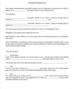 Custom Self Storage Rental Agreement Template Excel Sample