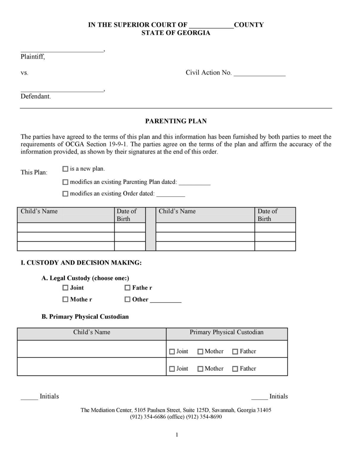 Editable 50 50 Custody Agreement Template Minasinternational