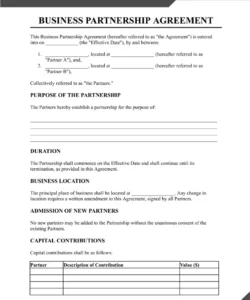Editable 51 49 Partnership Agreement Template Doc Sample