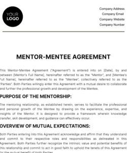 Editable Coaching And Mentoring Agreement Template Doc Sample