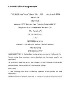 Editable Commercial Property Lease Agreement Template Doc