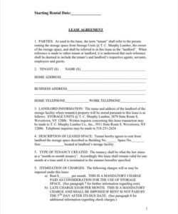 Editable Self Storage Rental Agreement Template Word