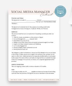 Editable Social Media Management Agreement Template  Sample