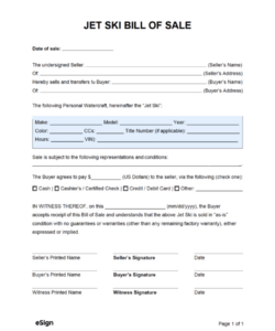 Free Blank Jet Ski Rental Agreement Template Excel Sample