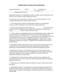 Free Blank Real Estate Independent Contractor Agreement Template Word