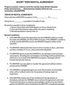 Free Blank Short Term Lease Agreement Template
