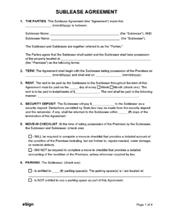 Free  Commercial Property Sublease Agreement Template Doc Sample