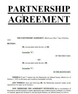 Free Custom 3 Person Partnership Agreement Template Word Sample