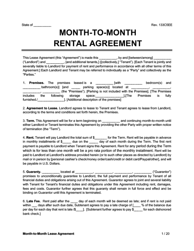 Free Custom 6 Month Tenancy Agreement Template Word