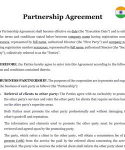 Free Custom 60 40 Partnership Agreement Template Excel