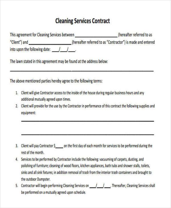 Free Custom Commercial Cleaning Service Agreement Template Excel Sample