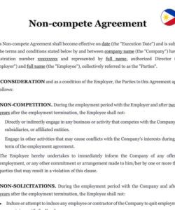 Free Custom Non Compete Confidentiality Agreement Template Excel Sample